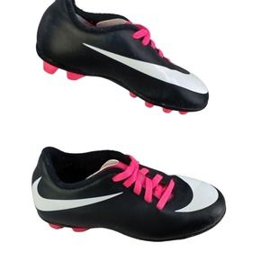 Nike JR Bravata FG Black Pink White749908-618 Soccer Cleats Youth Size 10C